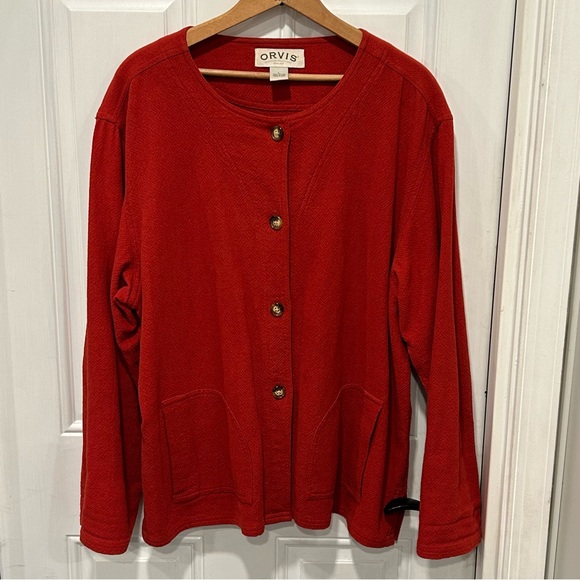 Orvis Women’s Button front Blazer Jacket Red-Orange,  Size XL - Picture 1 of 7